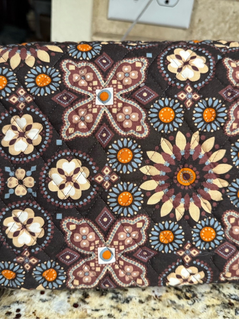 Vera Bradley Brown Floral Quilted Tote with Orange and Blue Accents - Picture 8 of 8